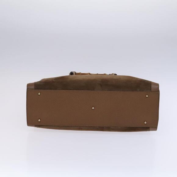 GUCCI Bamboo Hand Bag Suede Brown Gold - Picture 9 of 12